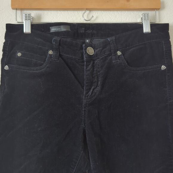 Kut from the Kloth Diana Skinny Corduroy Pants Womens 8 Black Relaxed Fit Jeans - Picture 7 of 9